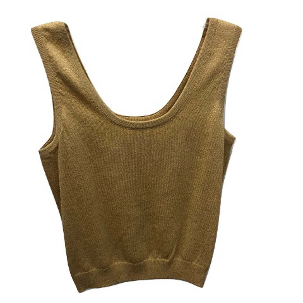St. John Gold Knit Tank Top, Size M